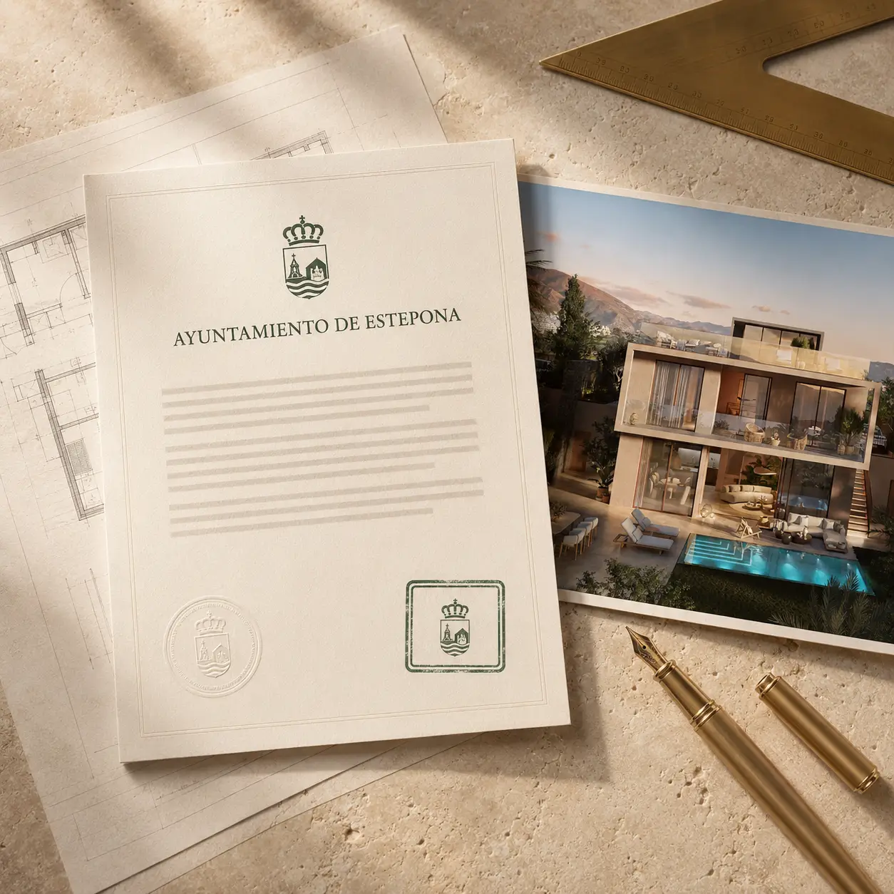 Official building licence certificate for Amaris Villas, Estepona